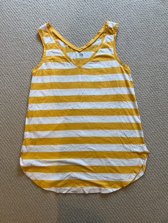 GAP Tops - GAP Maternity Yellow White Stripe Tank Top V Neck Spring Summer